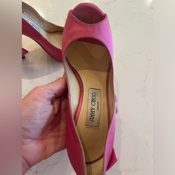 Jimmy Choo Pink Satin Bow Platform Pump Heels 36 or US 5.5 - Picture 6 of 7